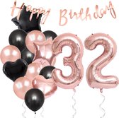 Snoes Ballons 32 Years Party Package - Décoration - Set d'anniversaire Liva Rose Number Balloon 32 Years - Ballon à l'hélium