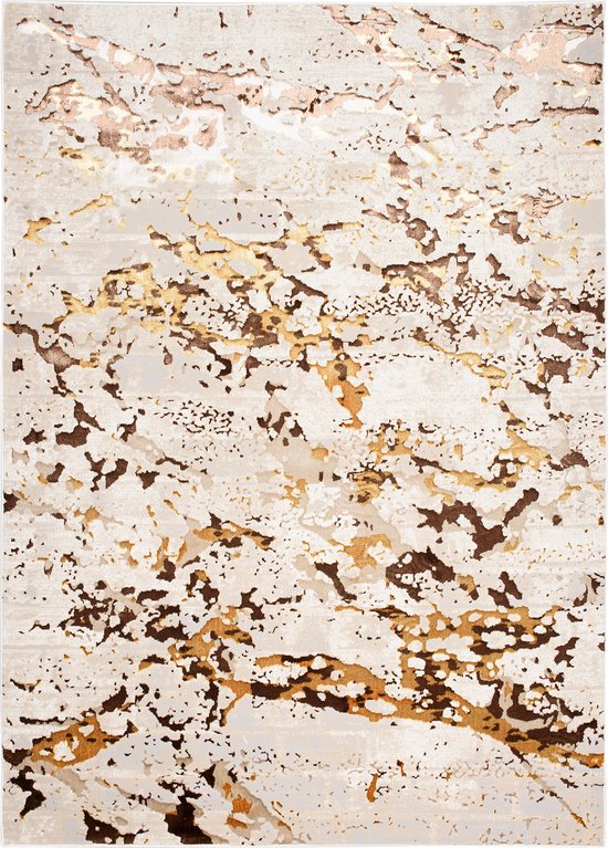 Tapiso Golden Rug Tapis Beige Marron Poils Ras Taille- 160x230