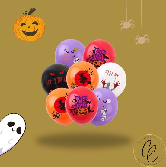 Halloween ballonnen - Set van 6 [Heks / Pompoen / Trick or Treat] - perfect voor versiering - halloween feestje - ballonnen