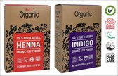 Radico 100% ORGANIC HENNA+100% ORGANIC INDIGO 100% Natuurlijke BIO Organic Care Haarverf Zonder Ammoniak. Ammonia. PPD. PTD. Peroxide. Waterstofperoxide etc. 100g+100g
