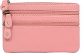 Kleine portemonnee met ritsen - lichtroze - beursje met 3 vakken - rits portemonnee - 14 x 9 cm - roze - SIP1012 - STUDIO Ivana