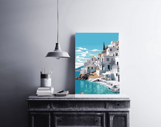 Affiche de Santorin | Affiche Côte | Affiche mer | affiche de l'océan | Affiche de vacances | Voir l'affiche | 51x71cm | Convient pour l'encadrement