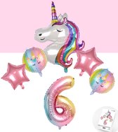 * Snoes * Unicorn * Eenhoorn Rainbow XL * Zesde verjaardag * Hoera 6 Jaar * Birthday * Ballon Cijfer 6
