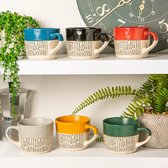 Nicola Spring - Set de 3 mugs/tasses originaux - 38,5cl - Blauw-noir-rouge