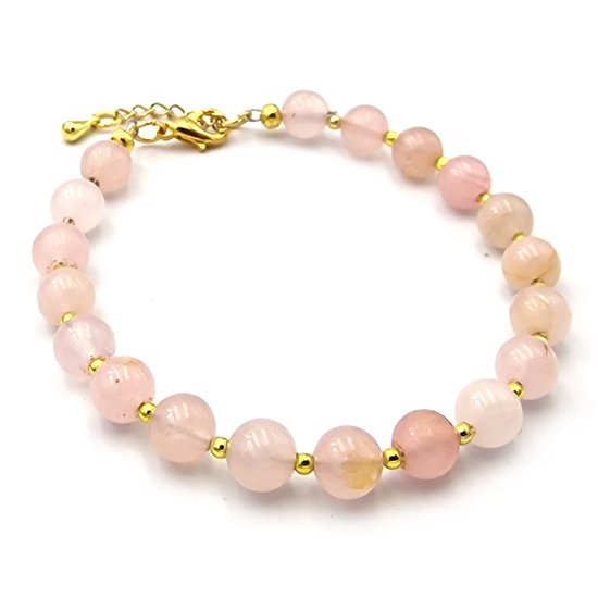 Bracelet en perles de pierre naturelle rose pour femme avec quartz rose de  6 mm et... | bol