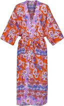 Kimono - Bloemenprint - Oranje/Lila - Summer - 100% Rayon - Maat L