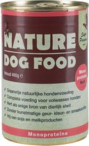 Nature Dog Food Monoproteïne 60% Hert met spinazie, groenlipmossel en brandnetel, Super premium blik a 400 gram
