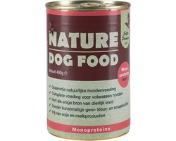 Nature Dog Food Monoproteïne 60% Hert met spinazie, groenlipmossel en brandnetel, Super premium blik a 400 gram