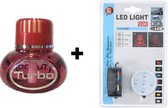 Turbo Aardbei luchtverfrisser inclusief ledverlichting 12/24 volt met dimmer in 7 kleuren met aanstekerplug