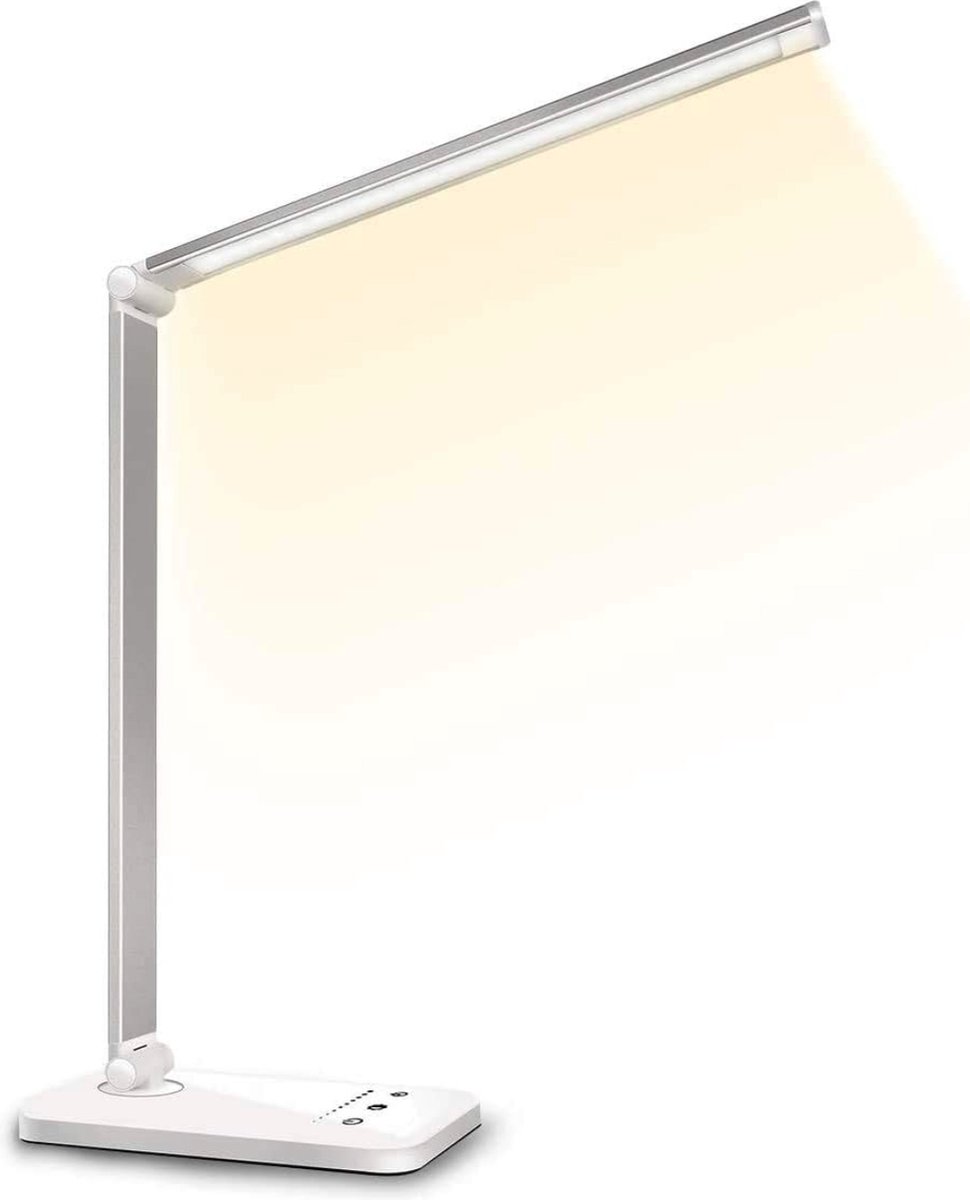 Intelectro Bureaulamp - Creëer een Optimaal Lichtklimaat voor Maximaal Comfort en Productiviteit! - Energiezuinig - Oogvriendelijk - Instelbare Lichtopties - Eenvoudige Aanraakbediening - Flexibele Arm - Wit - Levering Sneller dan Aangegeven!