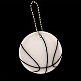 Reflecterende sleutelhanger - 1 stuks - Basketbal - Zilver/Wit