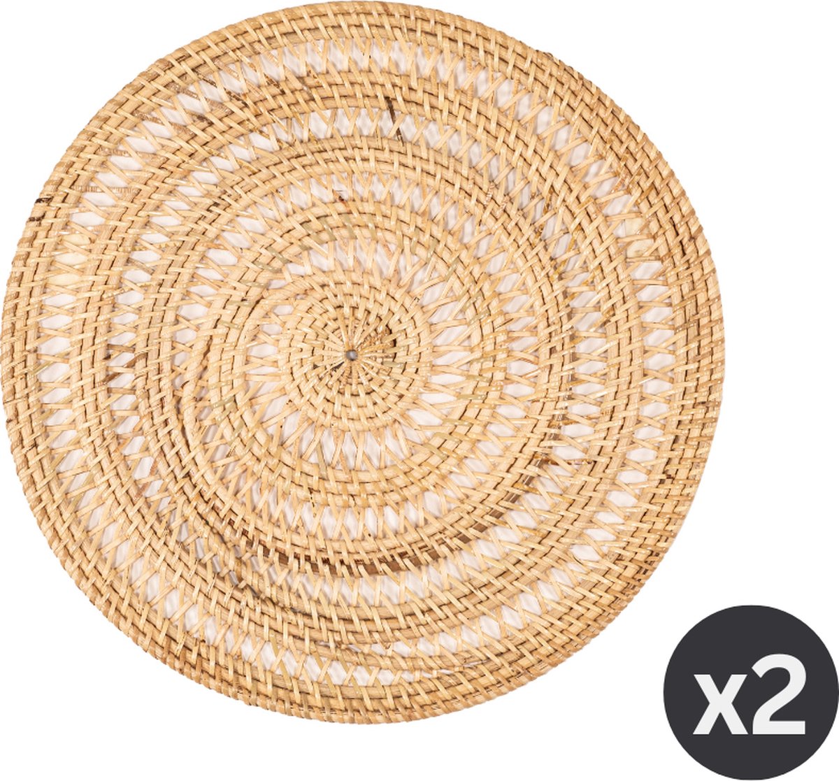 Placemat RATTAN SPIRAL - SET/2 - Rond - Dia 36 cm, natural
