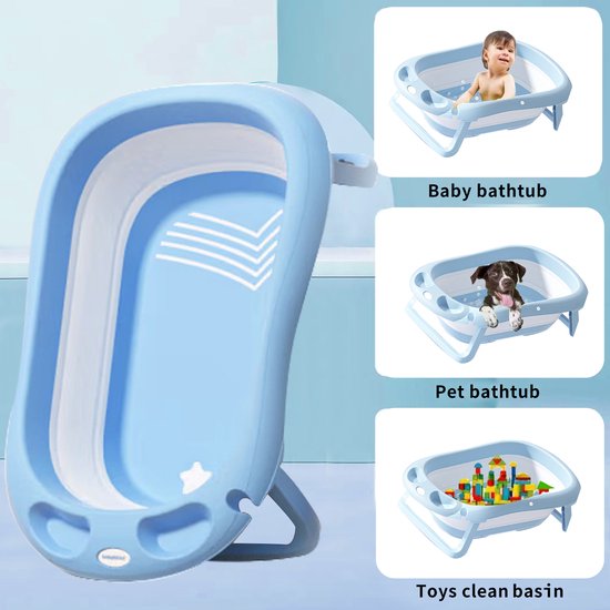 3-in-1 babybad, babybadkuip met real-time temperatuurmeting, opvouwbare babykuip met anti-steun, babybadkuip, babybadkuip voor baby's van 0-6 jaar,(72 * 51 * 42 cm-Roze
