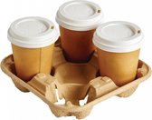 Tasse à café en carton 8oz 240ml marron + couvercles - 100 pièces - gobelets en papier jetables - gobelets à boisson - respectueux de l'environnement