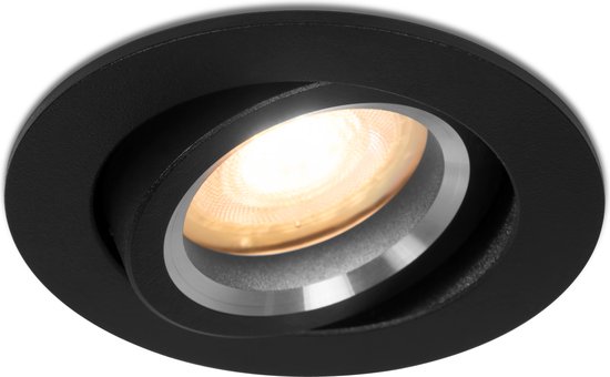 Inbouwspot Luuk met Philips HUE White and Color - spot - Zwart - rond - Voor binnen / woonkamer / keuken / slaapkamer - IP20 - GU10 - Buitendiameter: 81MM - boorgat: 70-75MM - min. Inbouwdiepte: 70MM