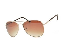 Zonnebril piloten goud frame met bruin glans F272