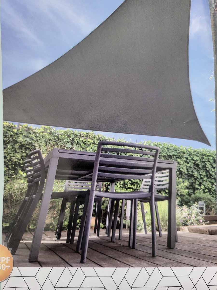 Schaduwdoek driehoek 3,6x3,6x3,6 meter donkergrijs - zonnedoek - UPF50+ bescherming - schaduwdriehoek