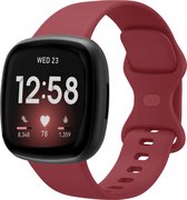 Strap-it Smartwatch bandje - siliconen horlogebandje geschikt voor Fitbit Versa 3 / Fitbit Versa 4 / Fitbit Sense / Fitbit Sense 2 - wijnrood - Maat: Maat L