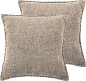 Tiseco Home Studio - Kussen DAMIAN (gevuld) - SET/2 - 100% polyester - Vierkant - 45x45 cm - Taupe