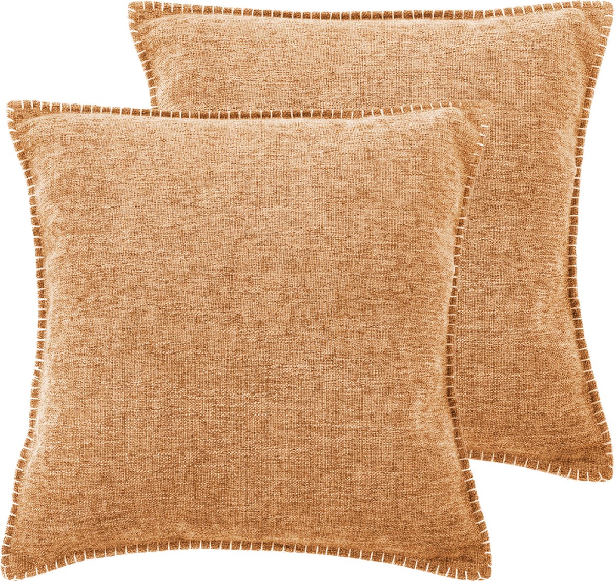 Tiseco Home Studio - Kussen DAMIAN (gevuld) - SET/2 - 100% polyester - met rits - hoes is wasbaar - voor bank, zetel, bed of stoel - Vierkant - 45x45 cm - Camel