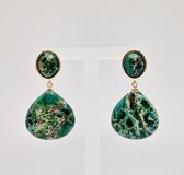 Oorstekers Amazon Energy - Sea Sediment Jasper steen - Edelstenen & Mineralen - groene oorbellen - Cadeautje voor haar -
