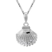 Zilveren ketting dames | Zilveren ketting met hanger, gesloten schelp met kleine kristallen