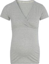 Baby's Only - Zwangerschaps T-shirt Glow Dusty Grey - Voedingstop gemaakt uit 96% viscose en 4% elastaan - Shirt met borstvoedingsfunctie - S