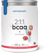Nutriversum | BCAA | 360 gram | Strawberry | 60 Doseringen | 2:1:1 Formule | Zero Suikervrij | Instant oplosbaar |Aminozuren | Tijdens trainen | Herstel | Spiergroei | Vitaliteit | Immuun systeem | Nutriworld