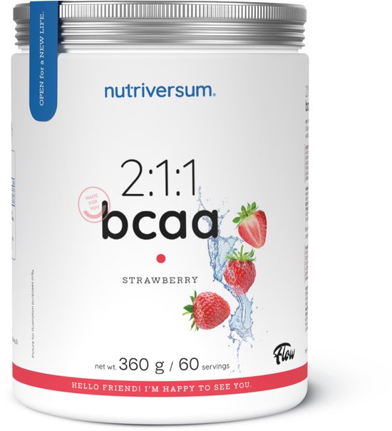 Nutriversum | BCAA | 360 gram | Strawberry | 60 Doseringen | 2:1:1 Formule | Zero Suikervrij | Instant oplosbaar |Aminozuren | Tijdens trainen | Herstel | Spiergroei | Vitaliteit | Immuun systeem | Nutriworld