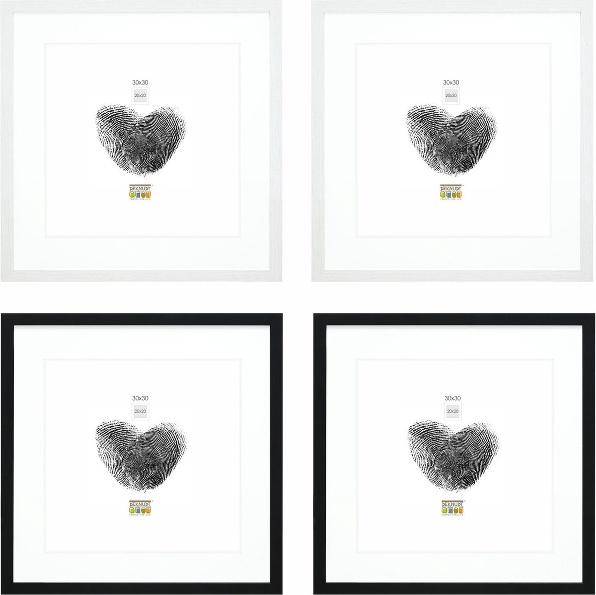 Deknudt Frames fotowand S66KMP 5 - 4 fotokaders - foto 20x20/30x30 cm zwart