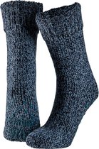 Apollo | Wollen Huissok heren| Blauw | Maat 43/46 | Huissokken heren | Fluffy sokken | Slofsokken | Huissokken anti slip | Warme sokken | Winter sokken