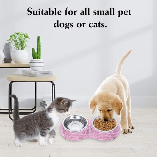 Bling Rhinestone Huisdier Hondenvoer Honden Voerbak Water Voeder Dispenser Kom
