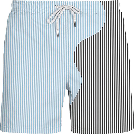 SEA'SONS - Zwembroek Heren - Kleurveranderend - Gestreept - Donker Grijs Blauw - Maat L