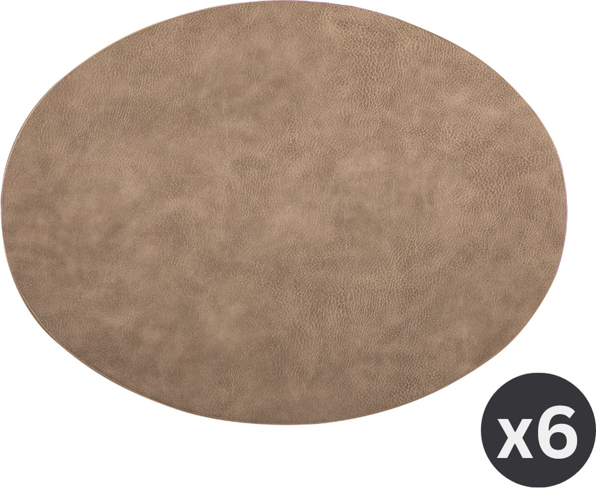 Placemat TROJA - ovaal, SET/6, 33x45cm, taupe