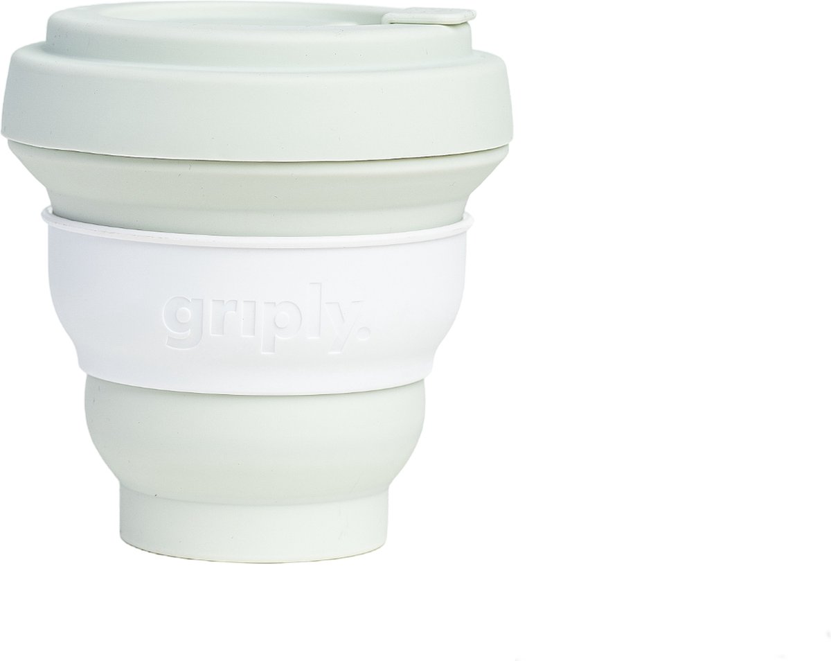 Griply to go - Opvouwbare koffiebeker met ring - 100% food grade siliconen - Zephyr Blue - 355ml