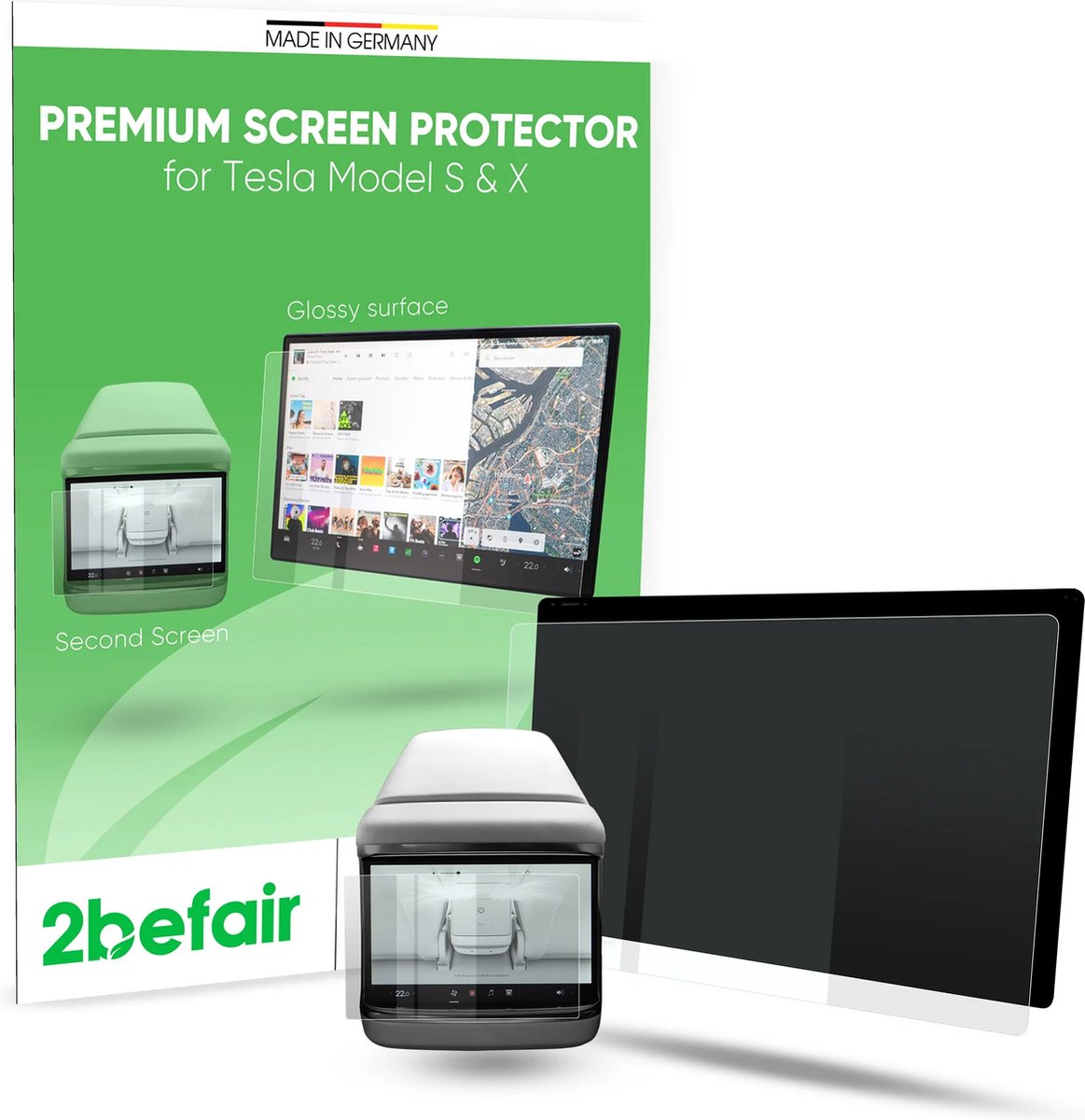 2befair Kit de films de protection d'écran mat pour Tesla Model S/X -  Accessoires de