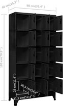 vidaXL - Lockerkast - 90x40x180 - cm - staal - zwart