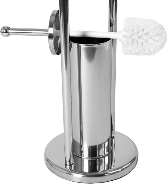 Tiger Boston RVS Geborsteld Toiletborstel Set Hygiëne Met Houder - RVS Geborsteld, Afmetingen 9,3 X 35,6 X 12,6 Cm, Eenvoudig Te Monteren Tiger Boston Toiletborstel
