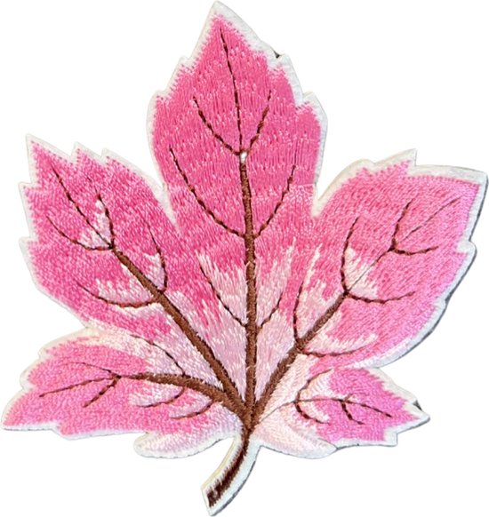 Foto: Herfstblad herfst blad strijk embleem patch roze 7 5 cm 8 cm roze