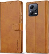 LC.IMEEKE Luxe Book Case - Geschikt voor Xiaomi Redmi Note 12 Pro 5G / Poco X5 Pro Hoesje - Bruin