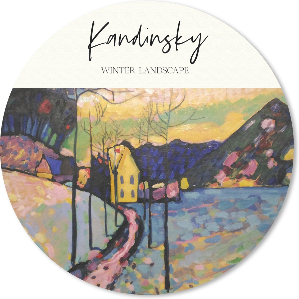Muismat rond 30x30 cm - Mousepad Kunst - Winter landscape - Kandinsky - Ronde muismatten