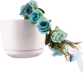 Bloemenkrans blauw diadeem - rozenkrans boselfje bloemen rozen haarband - elfje blauwe bloemetjes boself elf roosjes