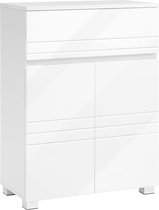 Badkamerkast Met Dubbele Deur, Lade, Verstelbare Plank, 60X30X80Cm, Wit - Perfect Voor Badkamer Of Hal