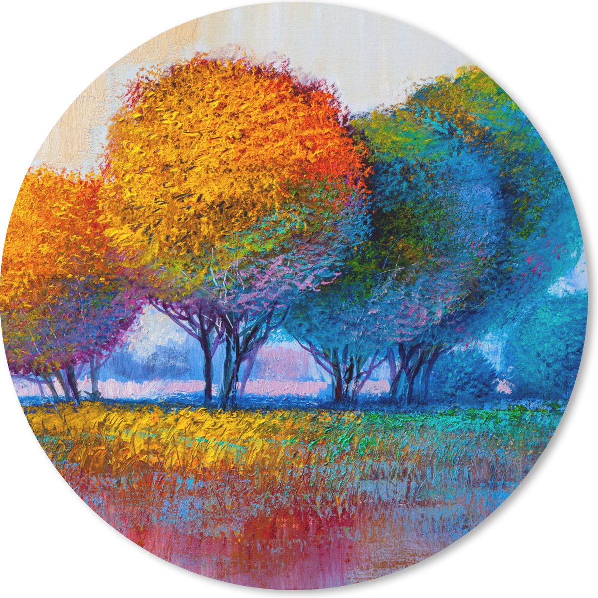 Muismat rond 20x20 cm - Mousepad Schilderij - Olieverf - Natuur - Bomen - Ronde muismatten
