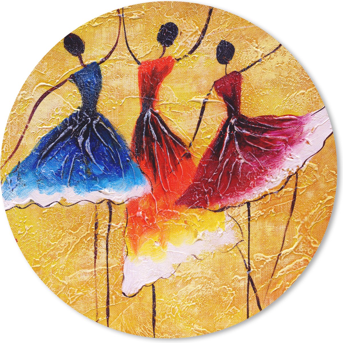 Muismat rond 50x50 cm - Mousepad Schilderij - Vrouwen - Jurk - Olieverf - Ronde muismatten