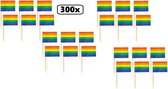 300x Cocktailprikker vlag Regenboog - Rainbow Cocktail prikker worst tapas hapjes festival thema feest