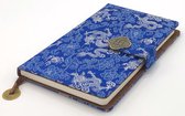 Agenda - Cahier Chinois Yun Brocart - Journal - Dragon bleu foncé - Hardcover avec fermeture magnétique - 22 x 15 cm.