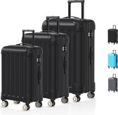 Ensemble valise Voyagoux® 3 pièces - Ensemble valise ABS - L/M/ S - Valise - Zwart