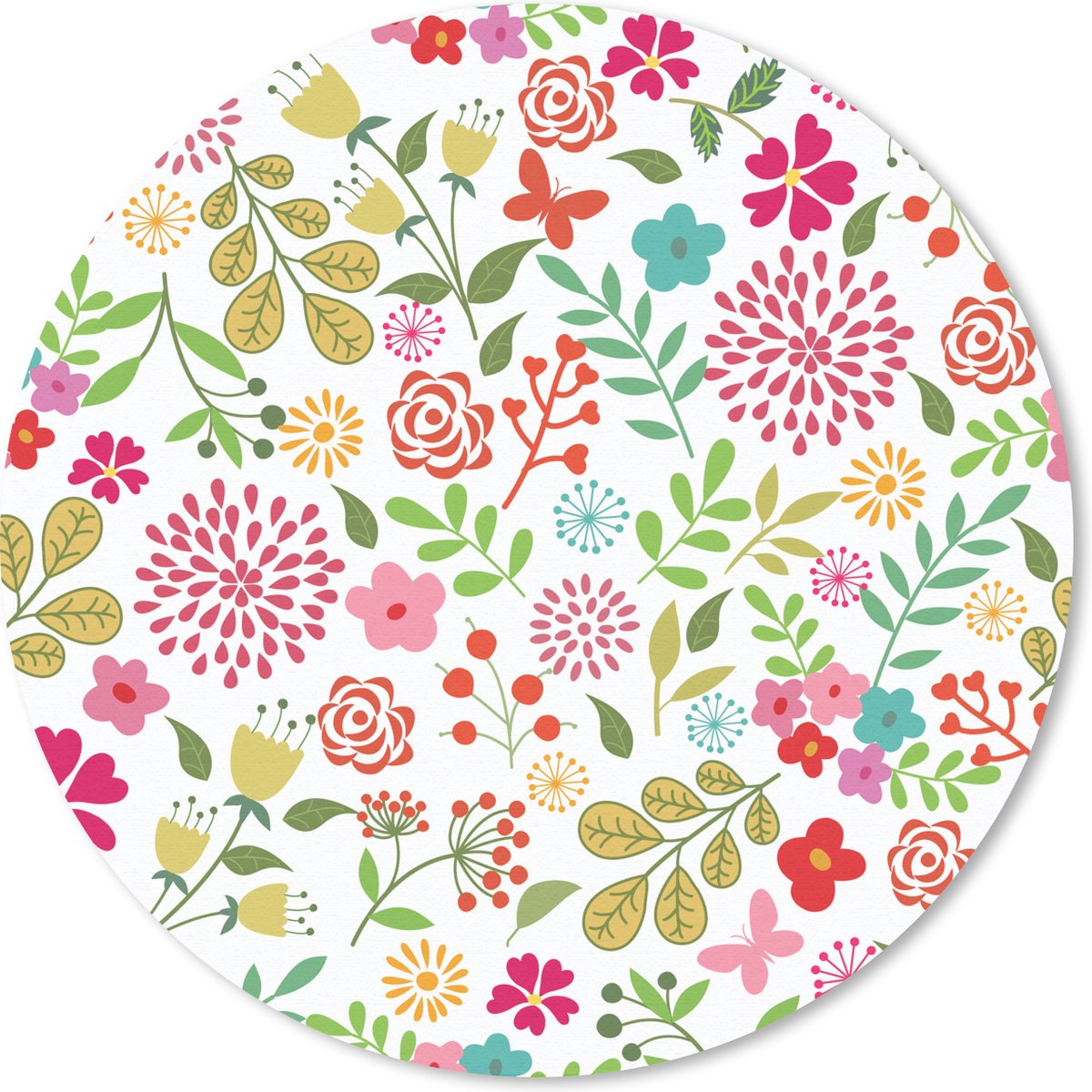 Muismat rond 40x40 cm - Mousepad Bloemen - Kleuren - Patronen - Ronde muismatten
