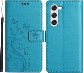 Coverup Bloemen & Vlinders Book Case - Geschikt voor Samsung Galaxy S23 Plus Hoesje - Blauw